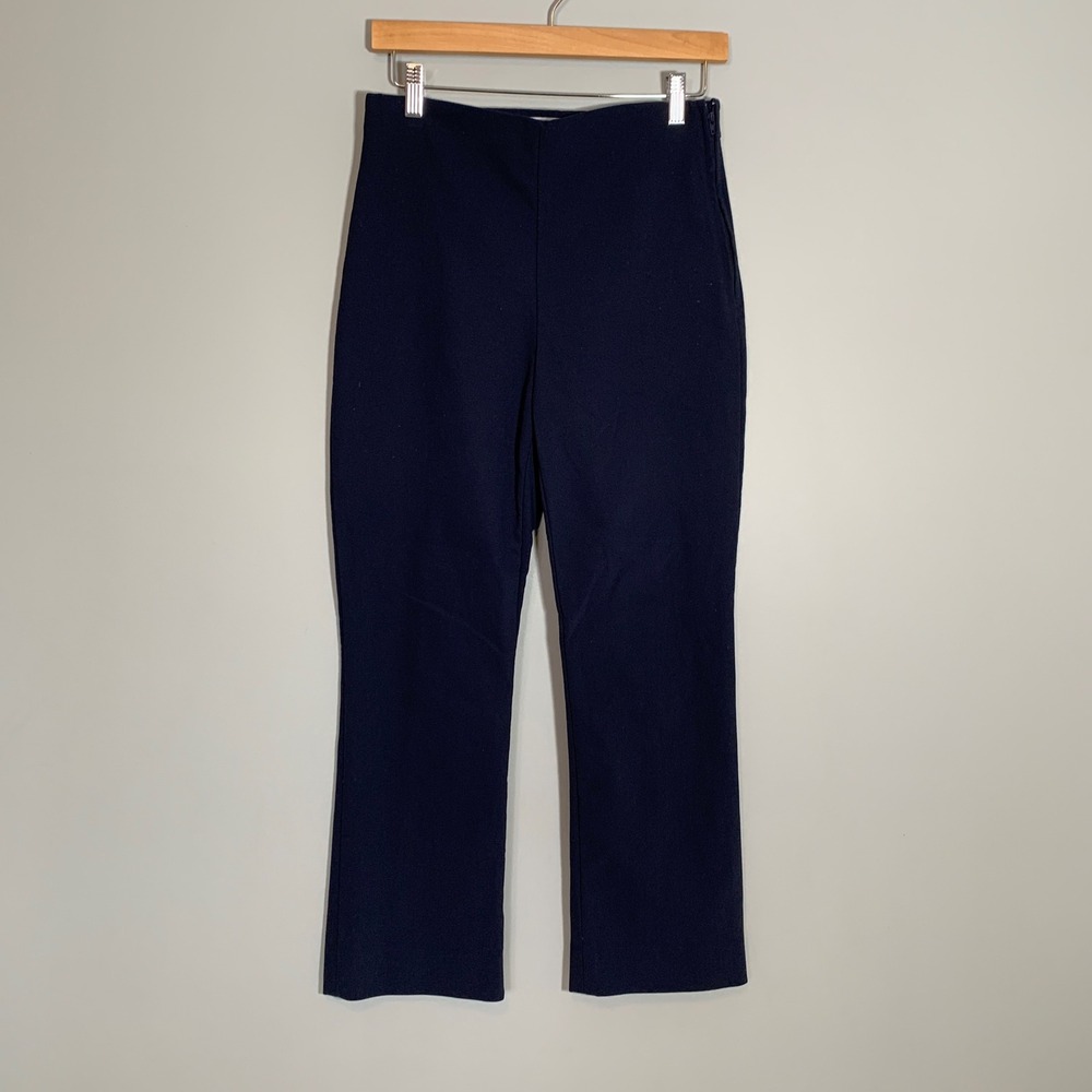 M.M. LaFleur Navy Blue‎ High Waisted Side Zip Straight Leg Trousers Size 6